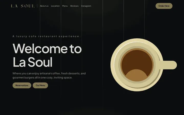 First screen of the La Soul website, a café