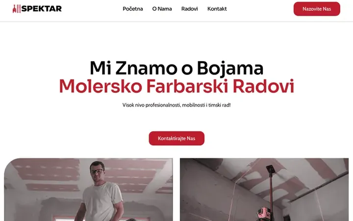 First screen of the Spektar website, a painting and decorating company